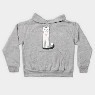 Cute Cat Scandinavian - National Cat Day Kids Hoodie